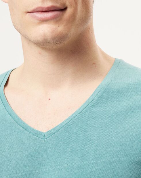 T-Shirt col V vert