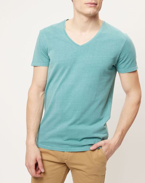 T-Shirt col V vert