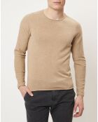 Pull bi-matière beige