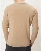 Pull bi-matière beige