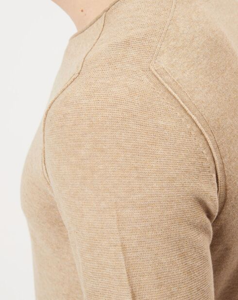 Pull bi-matière beige