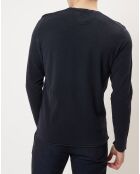 Pull en coton piqué bleu nuit