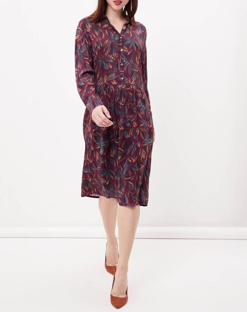 Robe Rilke imprimée bordeaux/multicolore