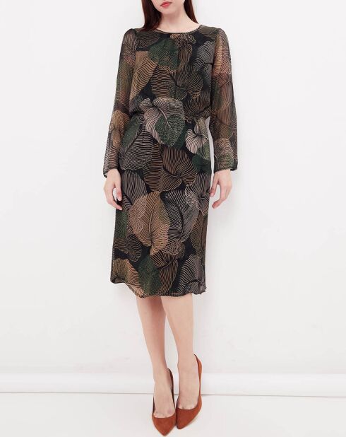 Robe Roussel imprimée noir/vert