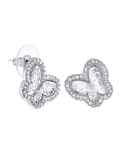 Boucles d'oreilles Mariposa argenté/blanc