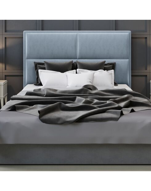 Tête de lit en velours lara bleu clair - 140x120 cm