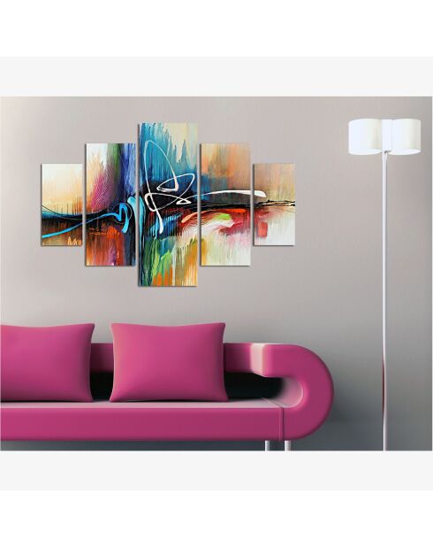 Tableau décoratif 5 pièces  multicolore  - 92x56 cm