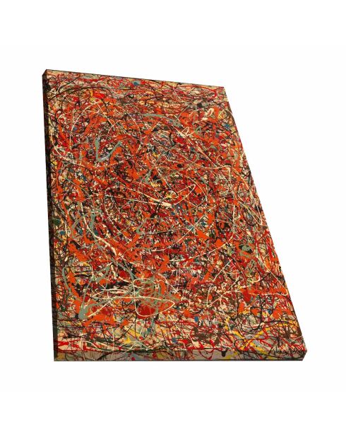 Tableau reproduction Jackson Pollock orange - 70x100 cm