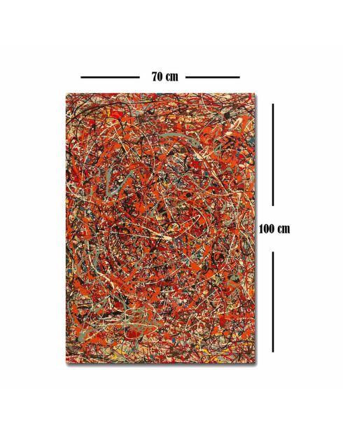 Tableau reproduction Jackson Pollock orange - 70x100 cm