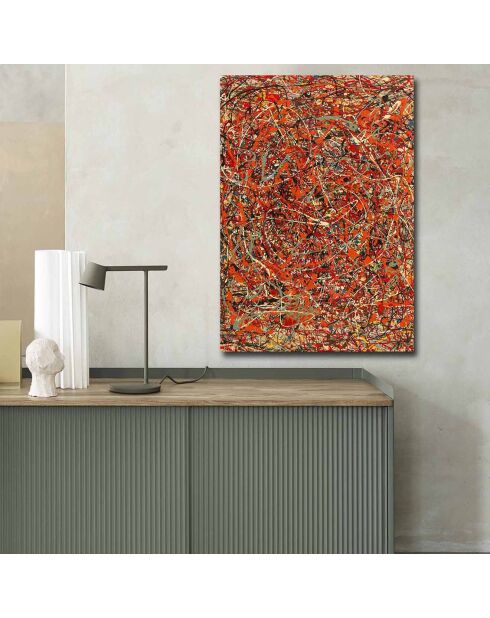 Tableau reproduction Jackson Pollock orange - 70x100 cm