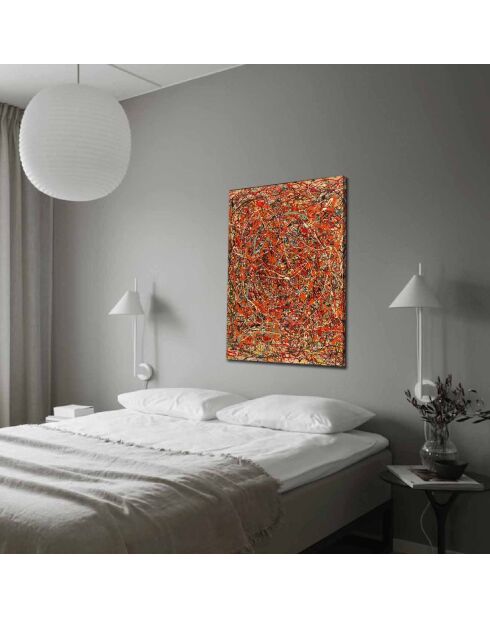 Tableau reproduction Jackson Pollock orange - 70x100 cm