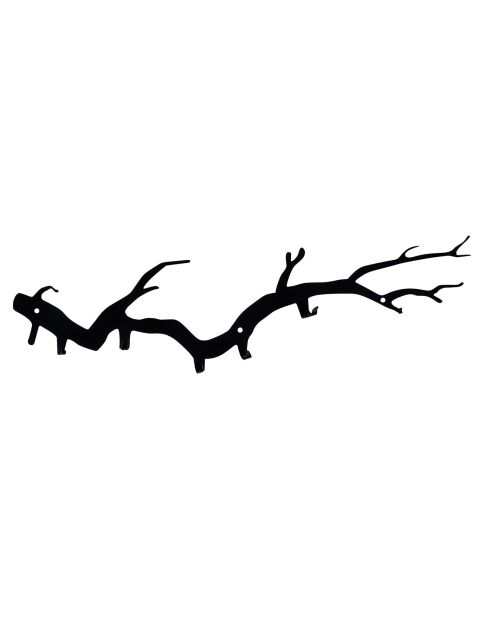 Crochet murale métal Branche noire - 87x22 cm