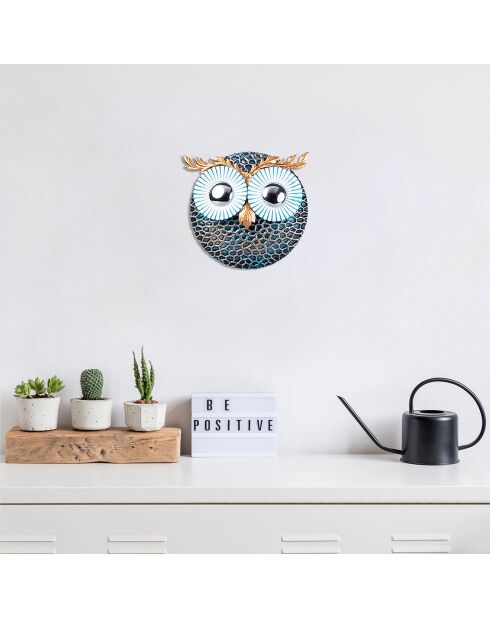 Wanddekoration aus Metall in Blau/Silber - 19x19 cm