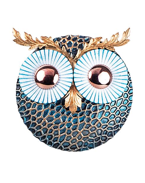 Décoration murale métal cuivre  bleu/doré - 19x19 cm