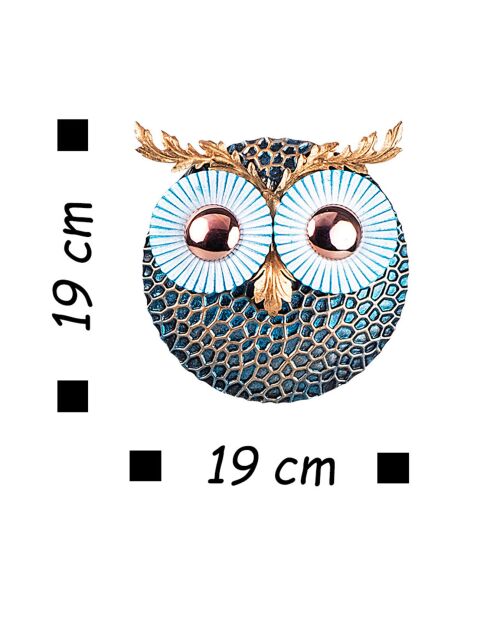 Décoration murale métal cuivre  bleu/doré - 19x19 cm