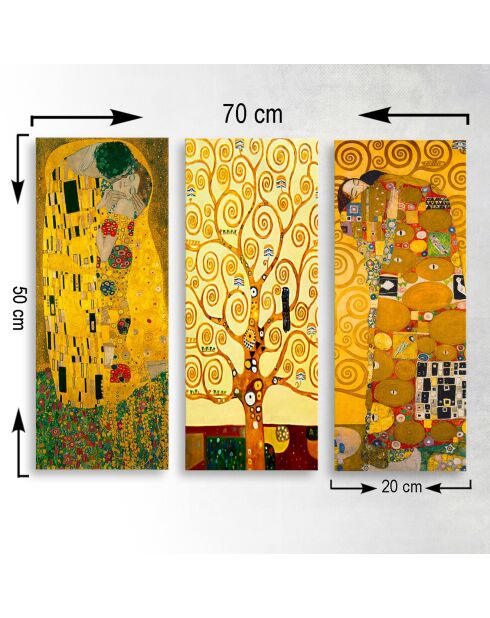 Tableau décoratif 3 pièces jaune - 70x50 cm