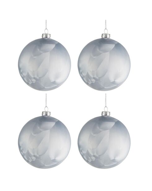 4 Boules de Noël à suspendre bleu glacé - D.10 cm