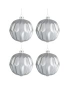 4 Boules de Noël surface pailletée argentées - D.9.6 cm