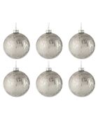 6 Boules de Noël rondes argentées - D.8 cm