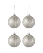 4 Boules de Noël rondes argentées - D.10 cm