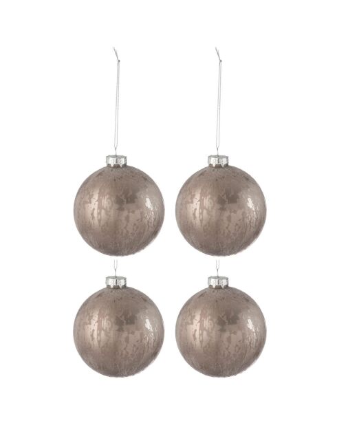 4 Boules de Noël rondes marron - D.10 cm