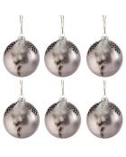 6 Boules de Noël Plumes grises - D.8 cm