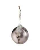 6 Boules de Noël Plumes grises - D.8 cm