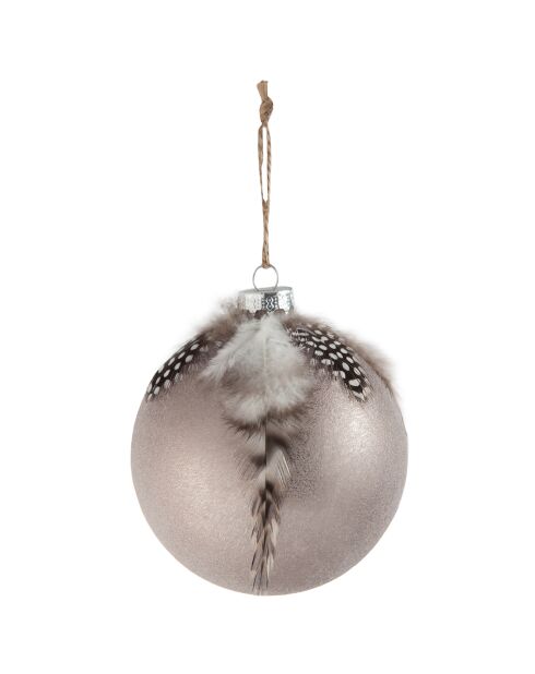 4 Boules de Noël Plumes grises - D.10 cm