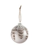 6 Boules de Noël Plumes grises - D.8 cm