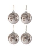 4 Boules de Noël Plumes grises - D.10 cm