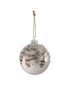 4 Boules de Noël Plumes grises - D.10 cm