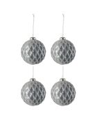 4 Boules de Noël carreaux grises - D.10 cm