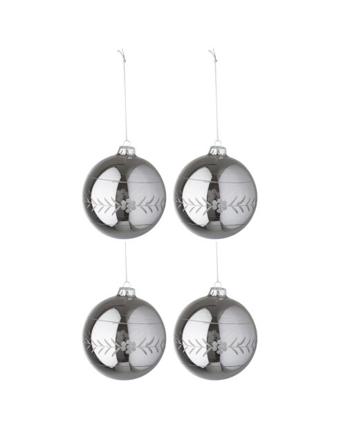 4 Boules de Noël Entaille grises - D.10 cm