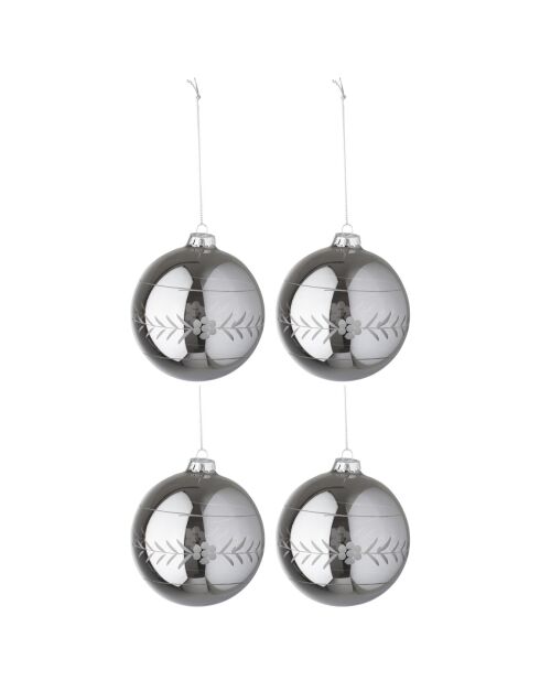 4 Boules de Noël Entaille grises - D.10 cm