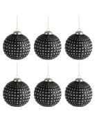 6 Boules de Noël Pois noir/argenté - D.8 cm