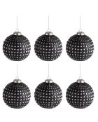 4 Boules de Noël Pois noir/argenté - D.10 cm