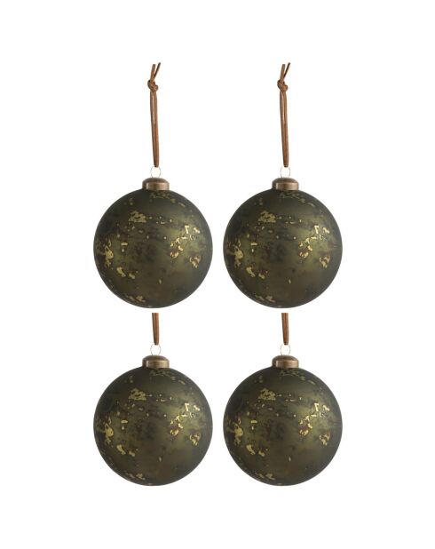 4 ronde kaki en gouden kerstballen - D.10 cm