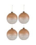 4 Boules de Noël perles transparent/marron - D.12 cm