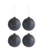 4 Boules de Noël Pois bleu/doré - D.12 cm