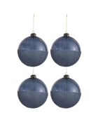 4 Boules de Noël perles bleues - D.12 cm