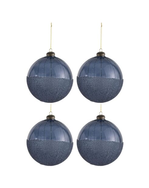 4 Boules de Noël perles bleues - D.12 cm