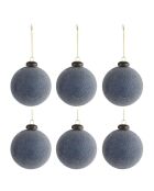 6 Boules de Noël perles bleu glacé - D.8 cm