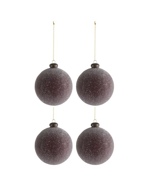 4 Boules de Noël perles bordeaux - D.10 cm