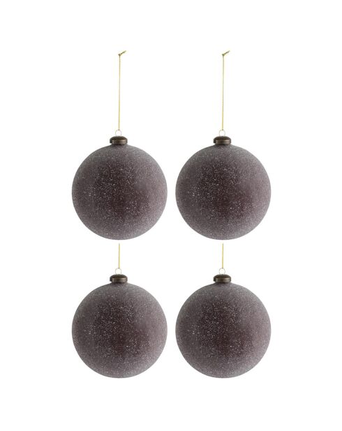 4 Boules de Noël perles bordeaux - D.12 cm