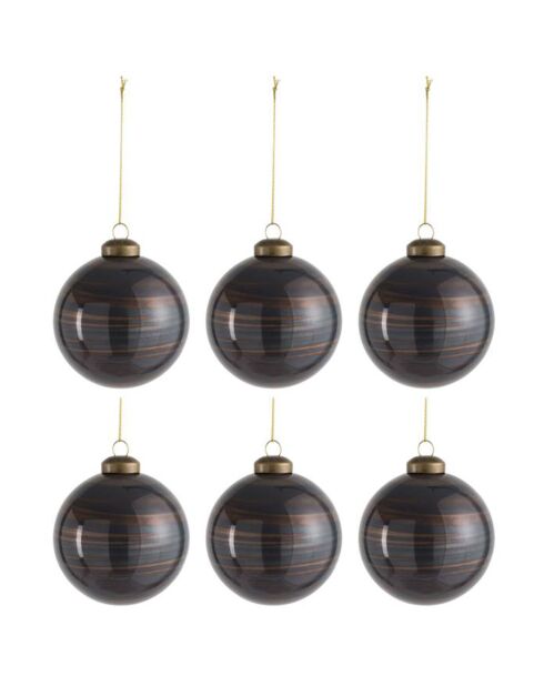 6 Boules de Noël rondes marron - D.8 cm