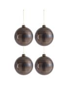 4 Boules de Noël rondes marron - D.12 cm