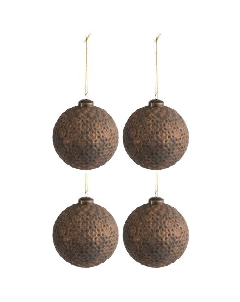 4 Boules de Noël Fleurs marron - D.10 cm