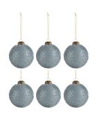 6 Boules de Noël Cristallisées grises - D.8 cm