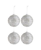 4 Boules de Noël Perles argenté - D.12 cm