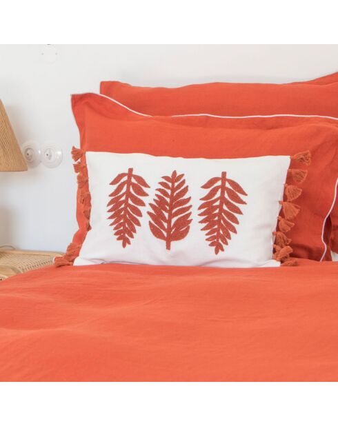Sábana bajera ajustable Hortense de terracota 100% lino